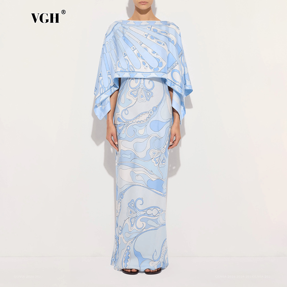 Women'S Formal Wear Suits - VGH 라이트 블루 추상 프린트 투피스