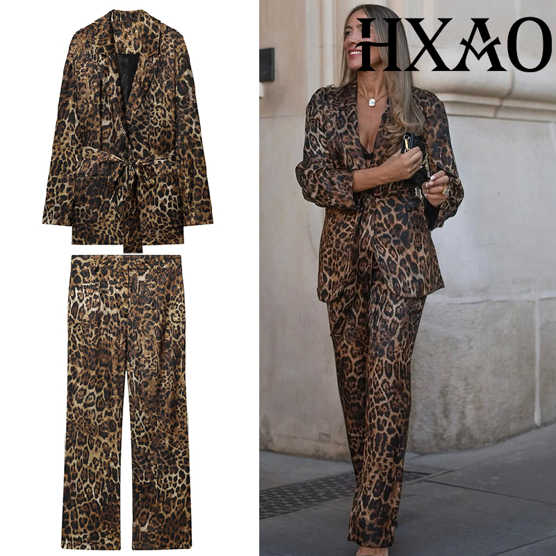 Women'S Formal Wear Suits - HXAO 레오파드 팬츠 세트 2피스 세트