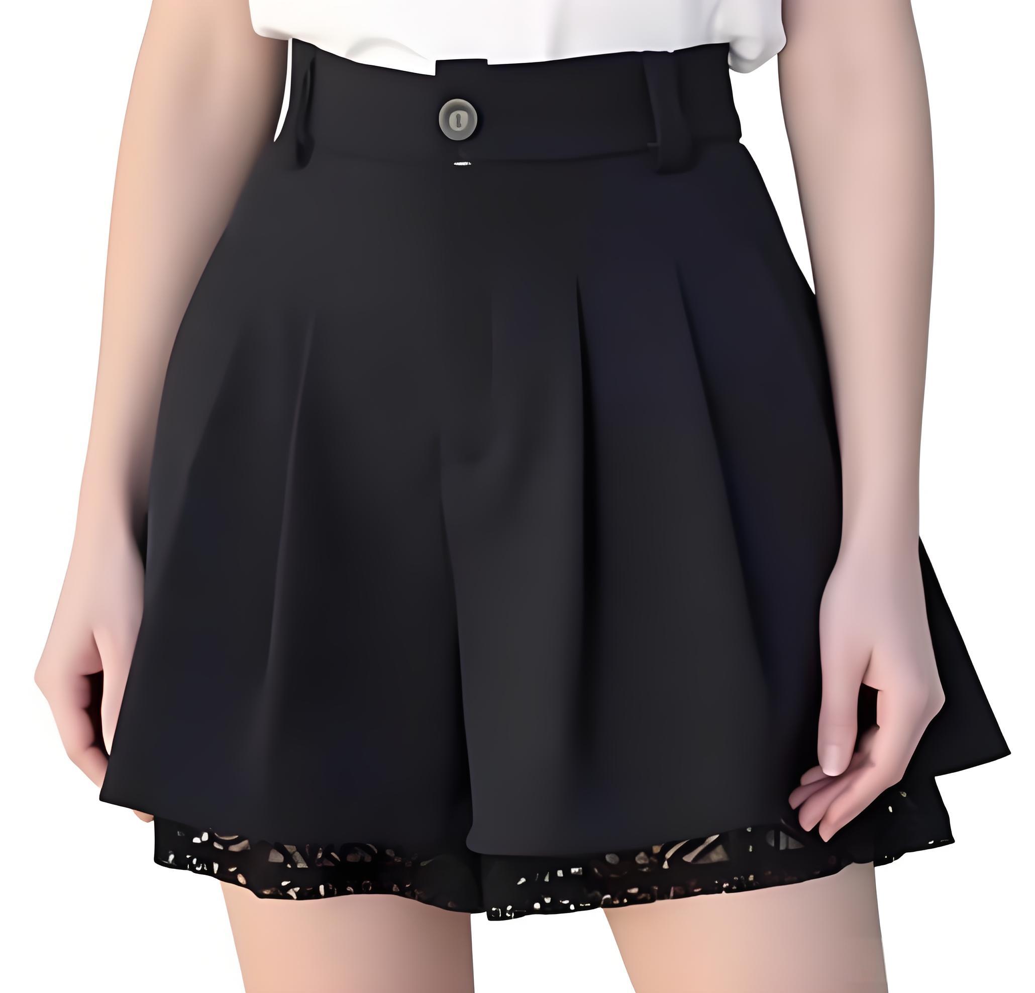 Women Formal Wear Office - 여성 하이웨이스트 테일러드 트라우저 큘롯 플리츠