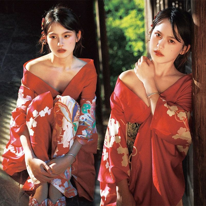 Women Formal Wear Photoshoot - 우아한 정장 여성 기모노, 복고풍 개선된