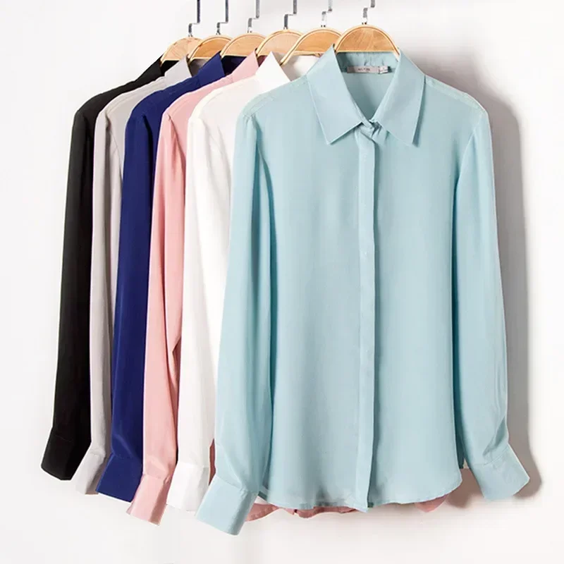 Silk Blouse Button - 2025 봄 신상 여성 실크 셔츠