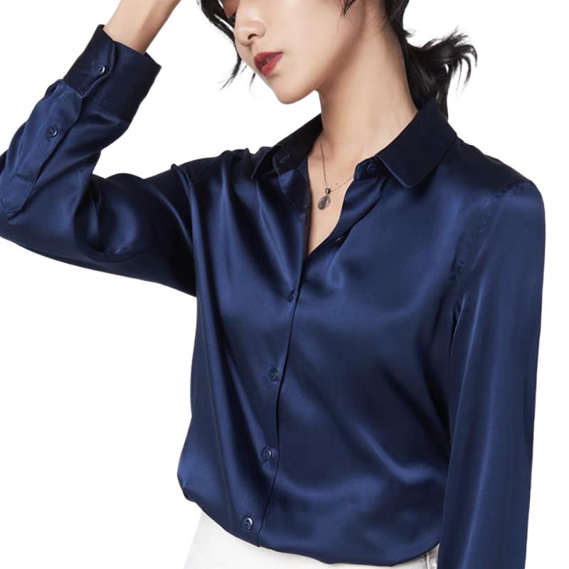 Silk Blouse Button - 우아한 새틴 긴팔 블라우스 여성 2025