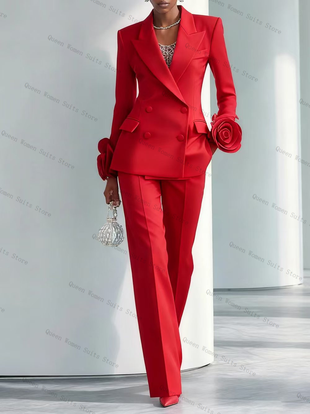 Women Luxury Formal Wear - 럭셔리 레드 여성 정장 세트 2피스