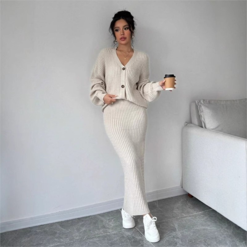 Women'S Formal Wear Cardigan - 여성 니트 스웨터 롱 스커트 투피스