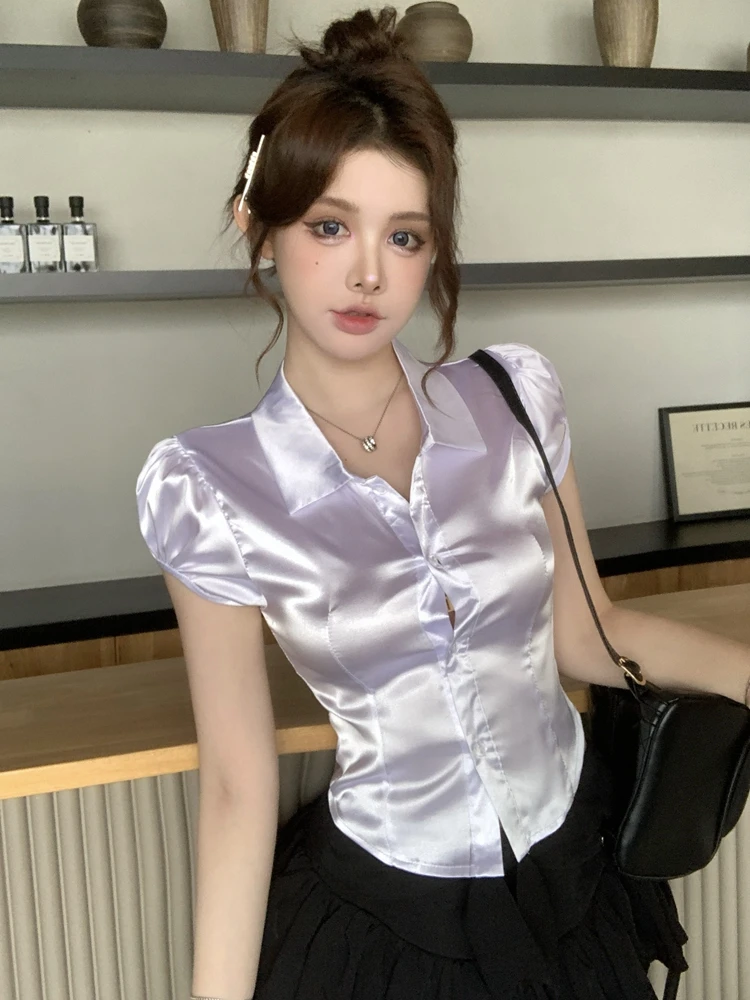 Silk Blouse Button - 여름 섹시 실크 셔츠 여성 2026