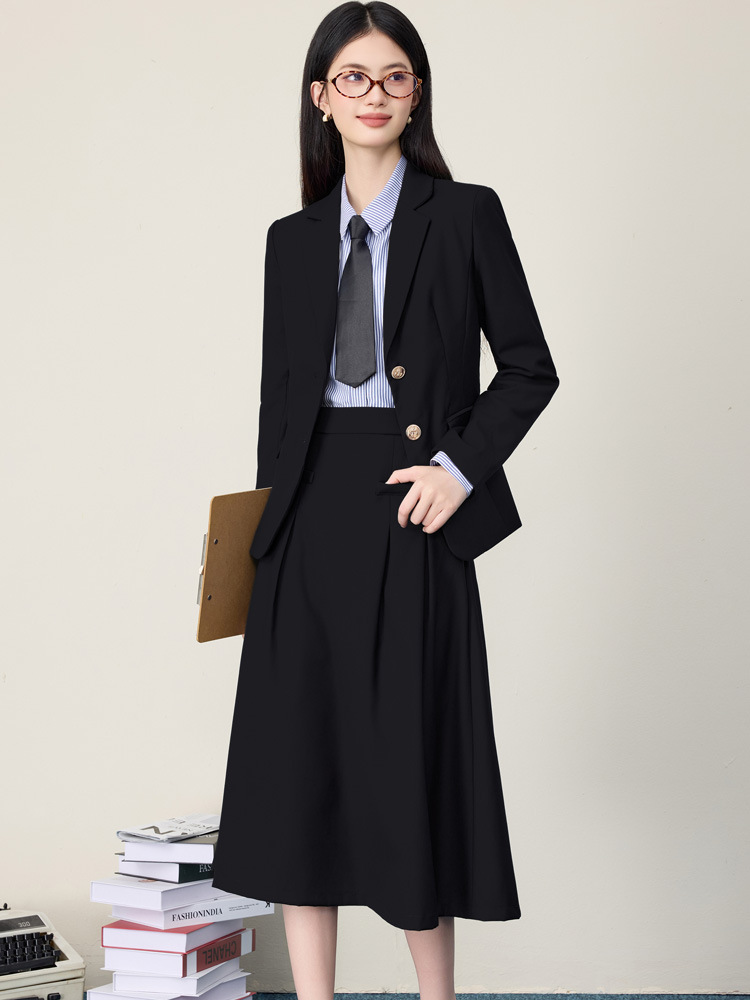 Women'S Formal Wear Petite - 여성용 블랙 수트 스커트 세트, 봄,