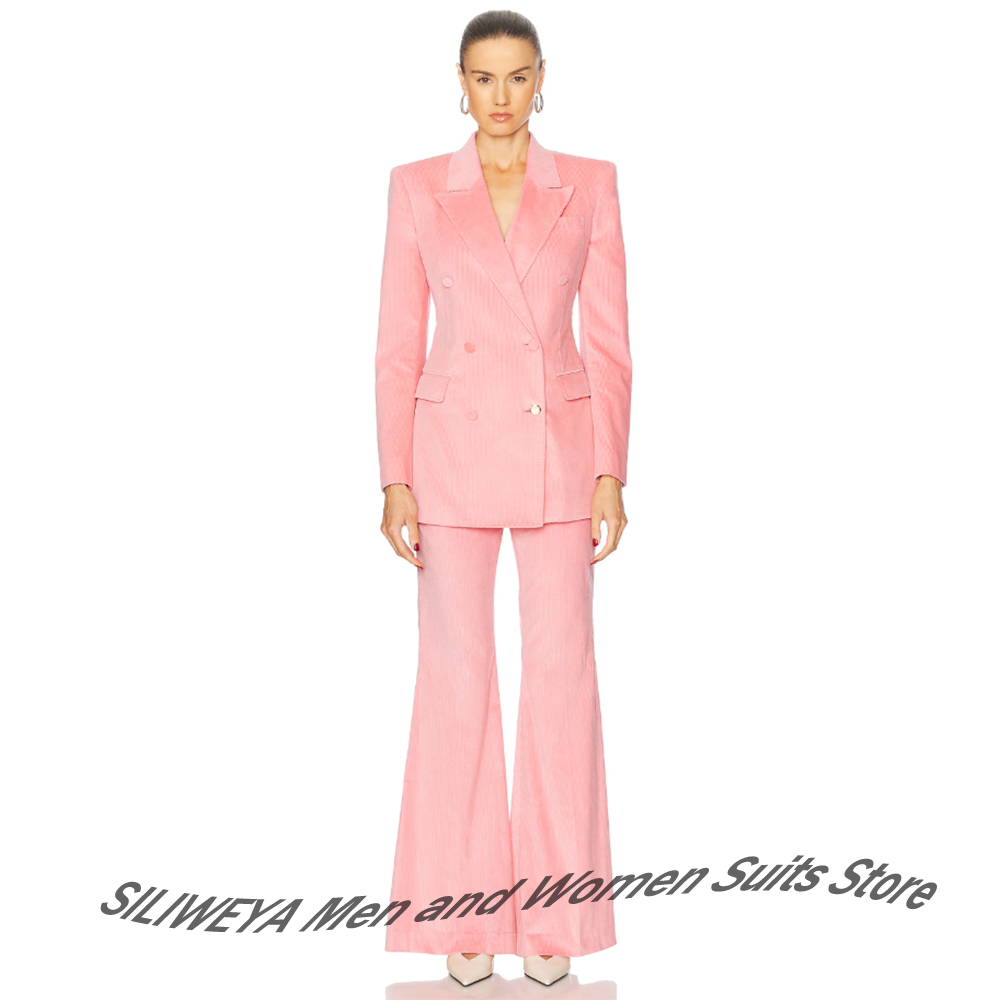 Women Formal Wear Look - 여성스러운 핑크 코듀로이 2피스 수트 빈티지