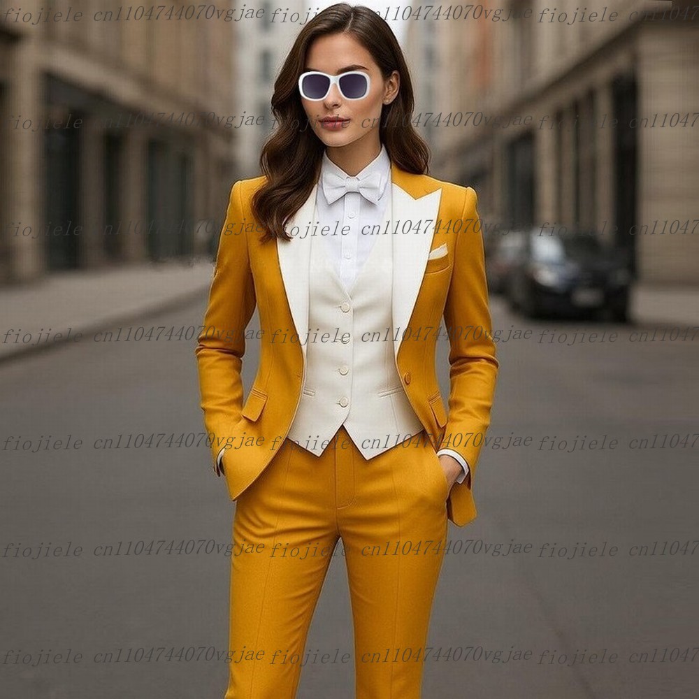 Blazer Set Women Formal - 노란색과 흰색의 정장 여성복, 웨딩 파티,