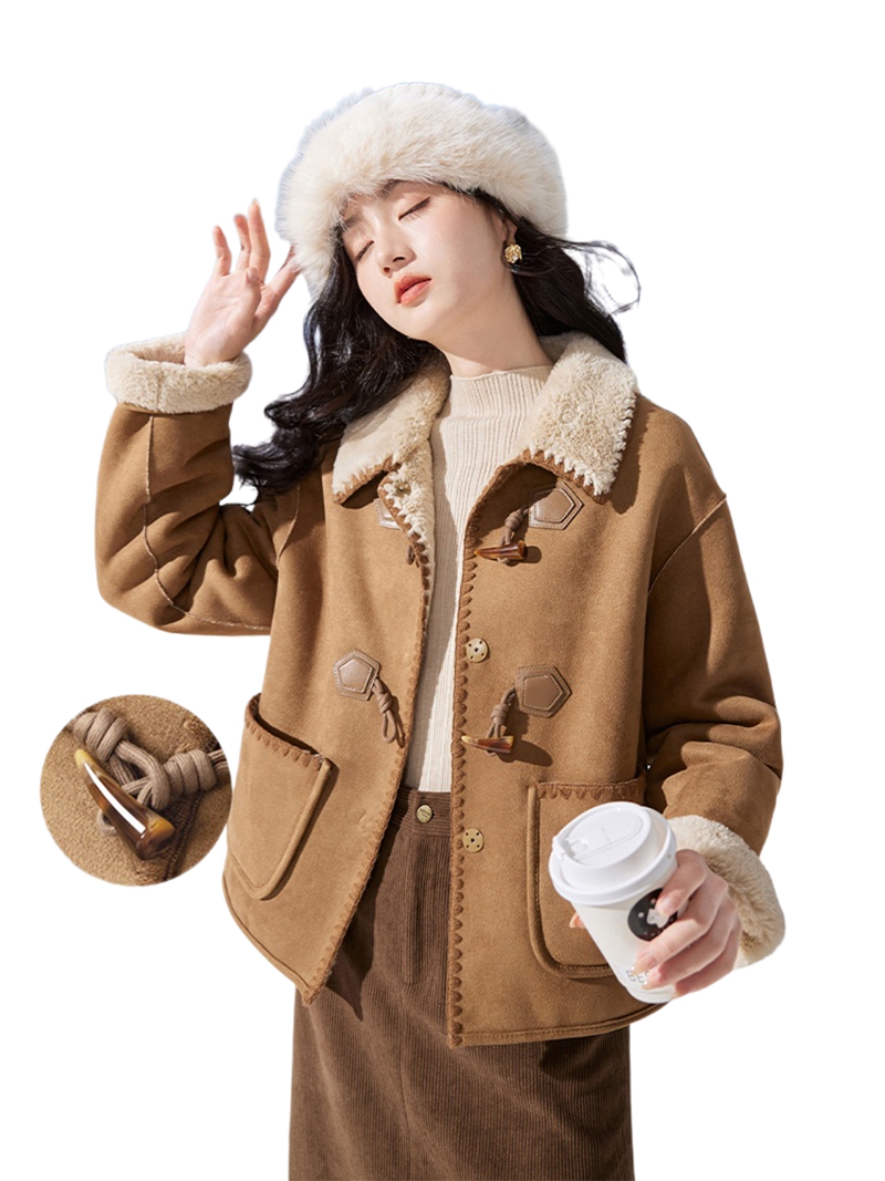 Women'S Formal Wear Petite - 여성용 겨울 스웨이드 숏코트, 2025년 신상품,