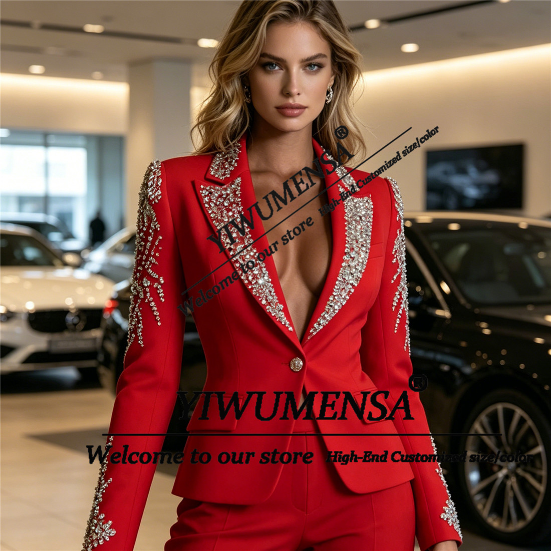 럭셔리 여성 정장 2피스 세트 크리스탈 비딩 프롬 블레 - Women Luxury Formal Wear 리뷰 및 가격