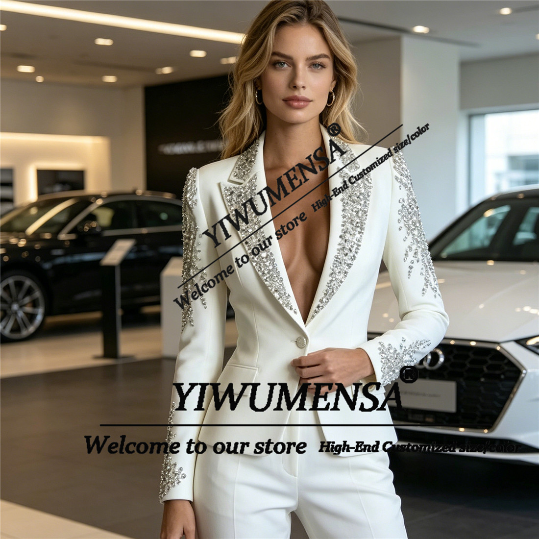 럭셔리 여성 정장 2피스 세트 크리스탈 비딩 프롬 블레 - Women Luxury Formal Wear 리뷰 및 가격