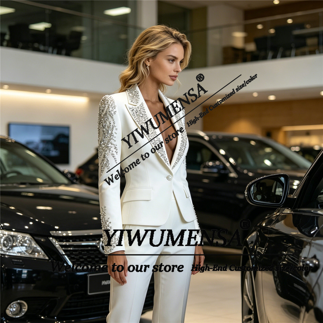 럭셔리 여성 정장 2피스 세트 크리스탈 비딩 프롬 블레 - Women Luxury Formal Wear 리뷰 및 가격
