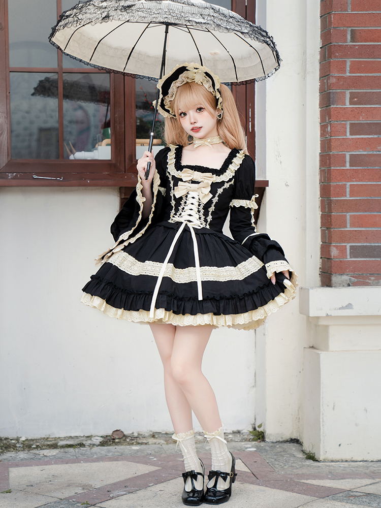 일본 귀여운 로리타 Op 원피스 여성 우아한 고딕 반팔 - Victorian Women'S Formal Wear 리뷰 및 가격