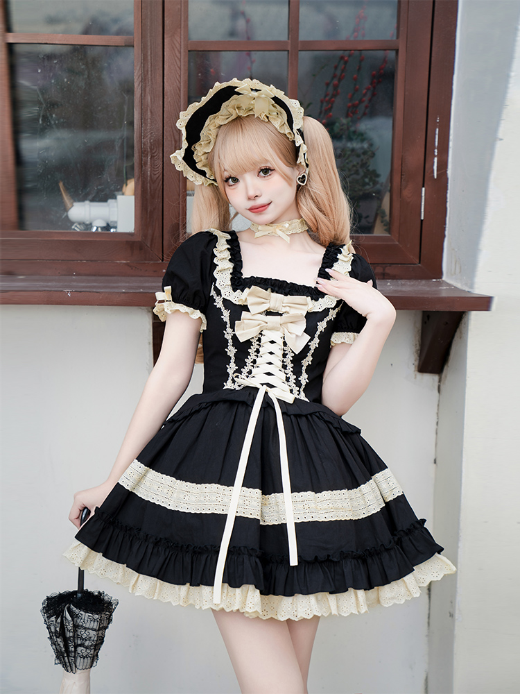 일본 귀여운 로리타 Op 원피스 여성 우아한 고딕 반팔 - Victorian Women'S Formal Wear 리뷰 및 가격