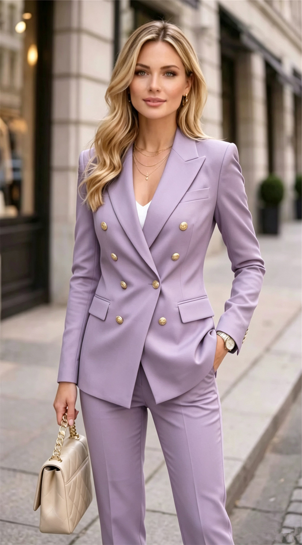 라벤더 여성용 더블 베스트 2피스 정장 세트 (자켓+베 - Blazer Set Women Formal 리뷰 및 가격
