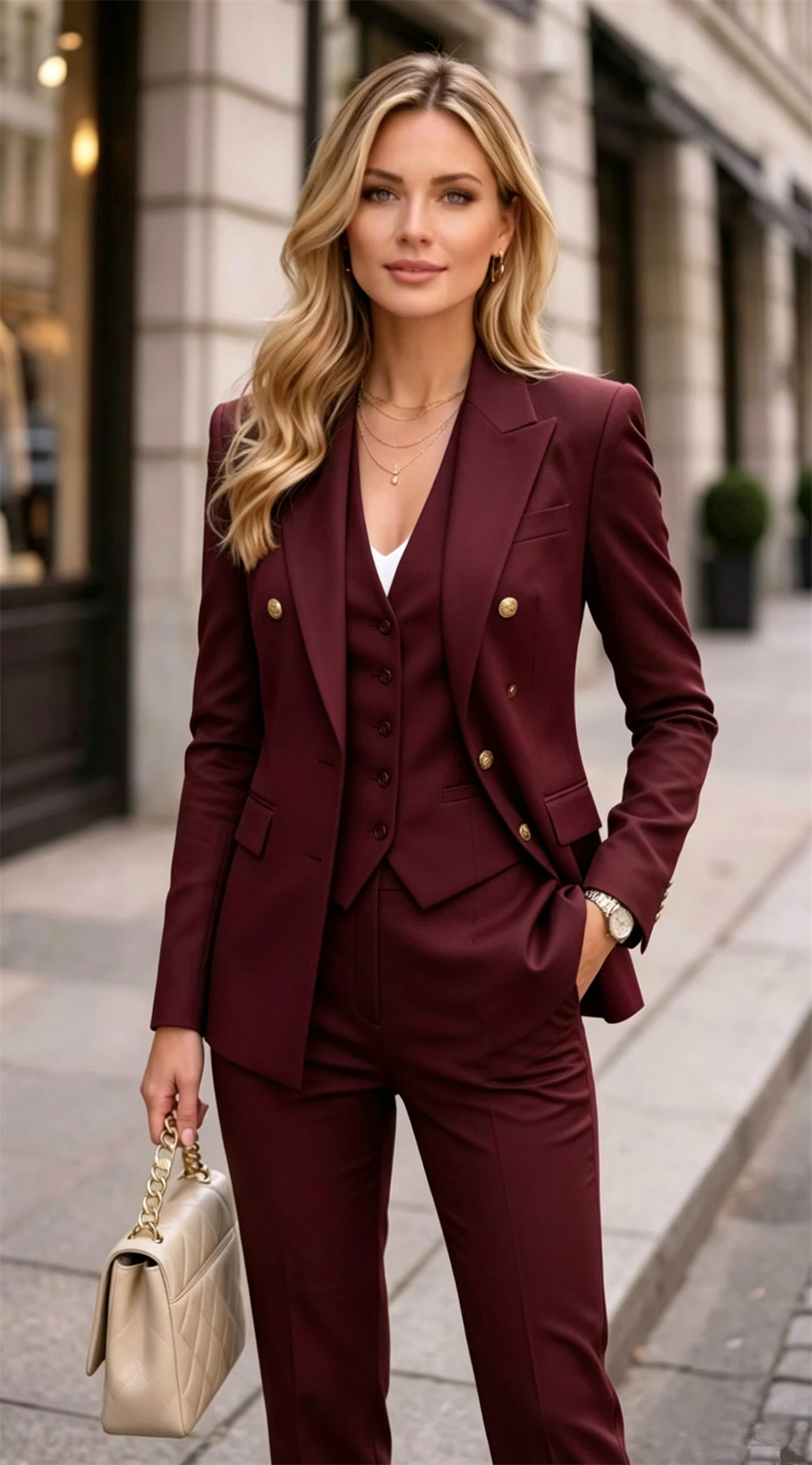 라벤더 여성용 더블 베스트 2피스 정장 세트 (자켓+베 - Blazer Set Women Formal 리뷰 및 가격