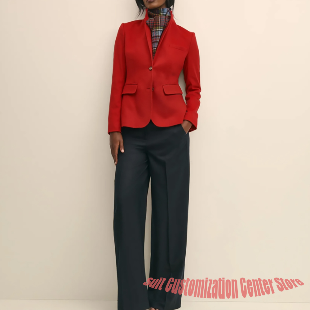여성용 네이비 울 의류 싱글 브레스티드 투피스 (재킷+ - Women Formal Wear Pants 리뷰 및 가격