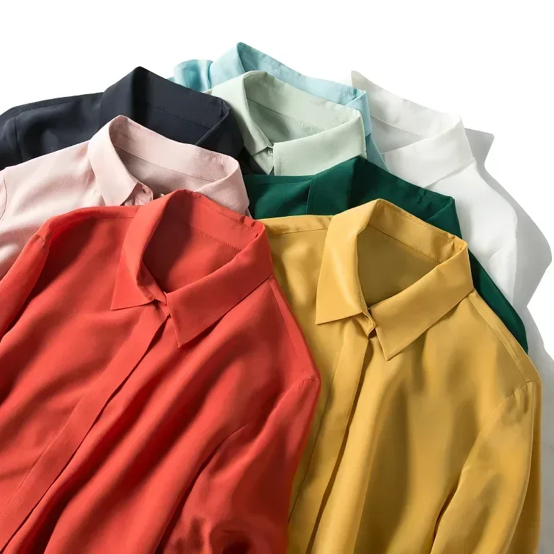 2025 봄 신상 여성 실크 셔츠 여성 긴팔 100%  - Silk Blouse Button 리뷰 및 가격