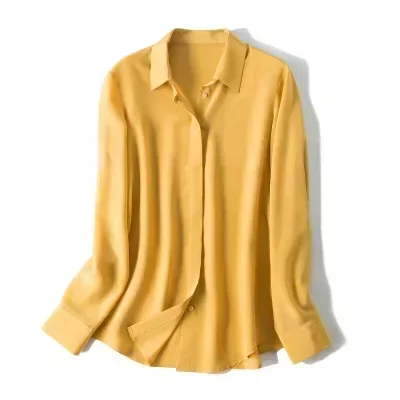 2025 봄 신상 여성 실크 셔츠 여성 긴팔 100%  - Silk Blouse Button 리뷰 및 가격