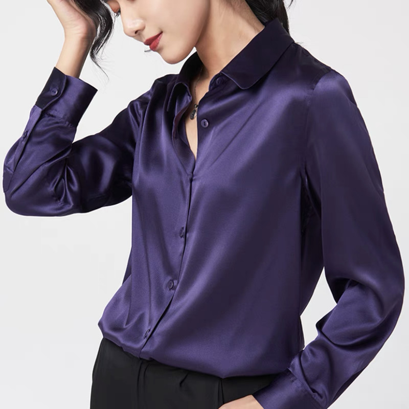 우아한 새틴 긴팔 블라우스 여성 2025 빈티지 버건디 - Silk Blouse Button 리뷰 및 가격