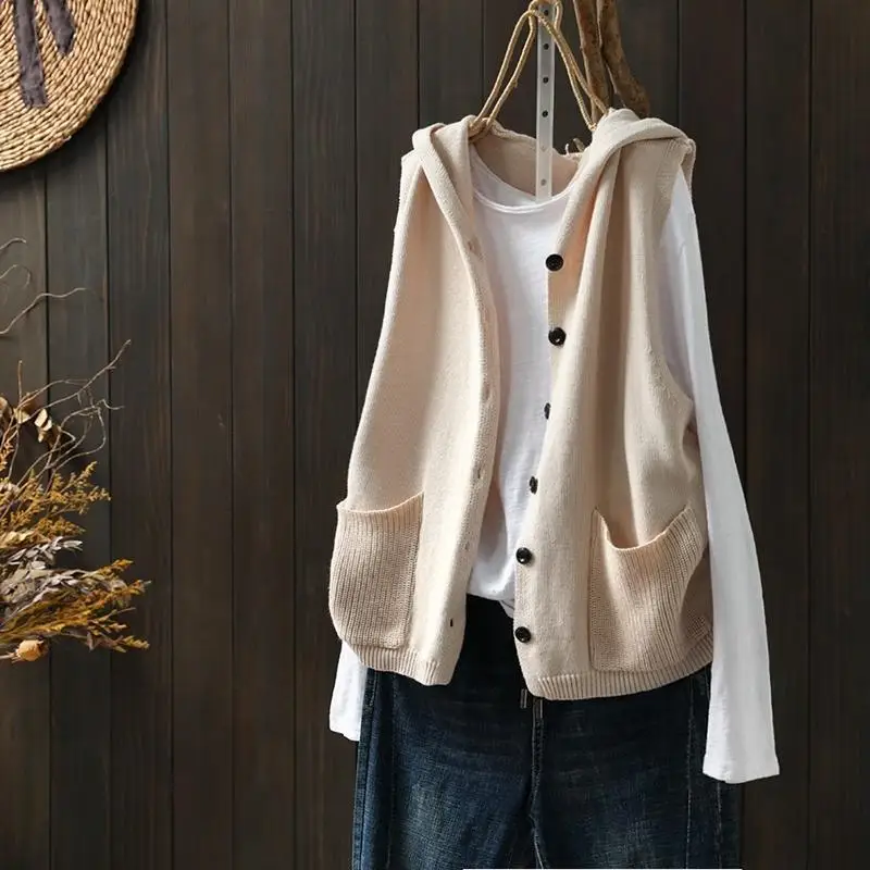조끼 레드 카디건 여성 니트 조끼 후드 여성 스웨터 느 - Women'S Formal Wear Cardigan 리뷰 및 가격