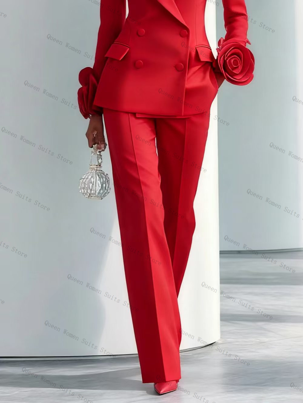 럭셔리 레드 여성 정장 세트 2피스 블레이저+바지 3D - Women Luxury Formal Wear 리뷰 및 가격
