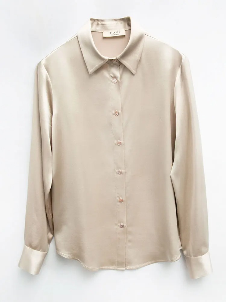 헤비 35MM 100% 천연 뽕나무 실크 새틴 통근용  - Silk Blouse Button 리뷰 및 가격