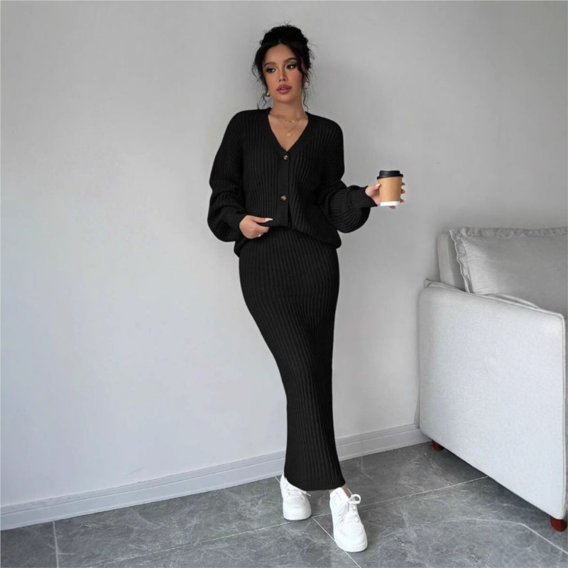 여성 니트 스웨터 롱 스커트 투피스 세트 캐주얼웨어 신 - Women'S Formal Wear Cardigan 리뷰 및 가격