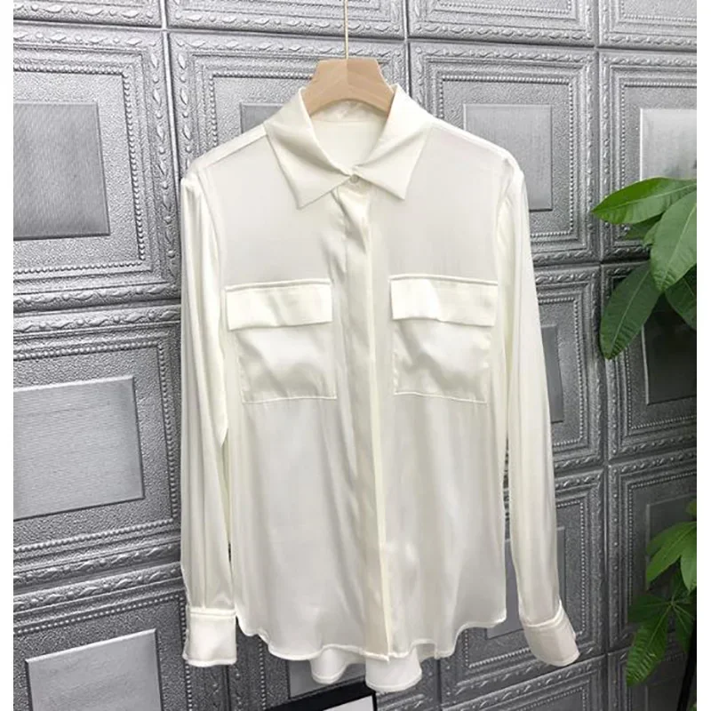 통근 여성 셔츠 수트 칼라 23mm 헤비 멀버리 실크  - Silk Blouse Button 리뷰 및 가격
