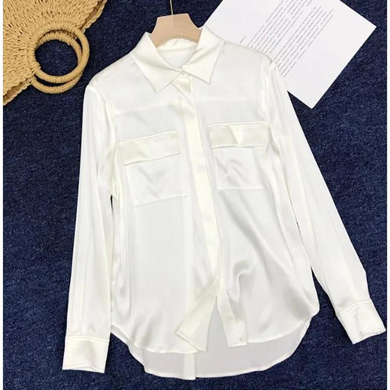 통근 여성 셔츠 수트 칼라 23mm 헤비 멀버리 실크  - Silk Blouse Button 리뷰 및 가격