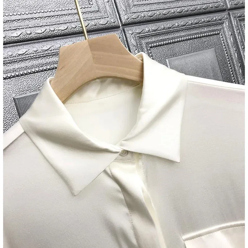 통근 여성 셔츠 수트 칼라 23mm 헤비 멀버리 실크  - Silk Blouse Button 리뷰 및 가격