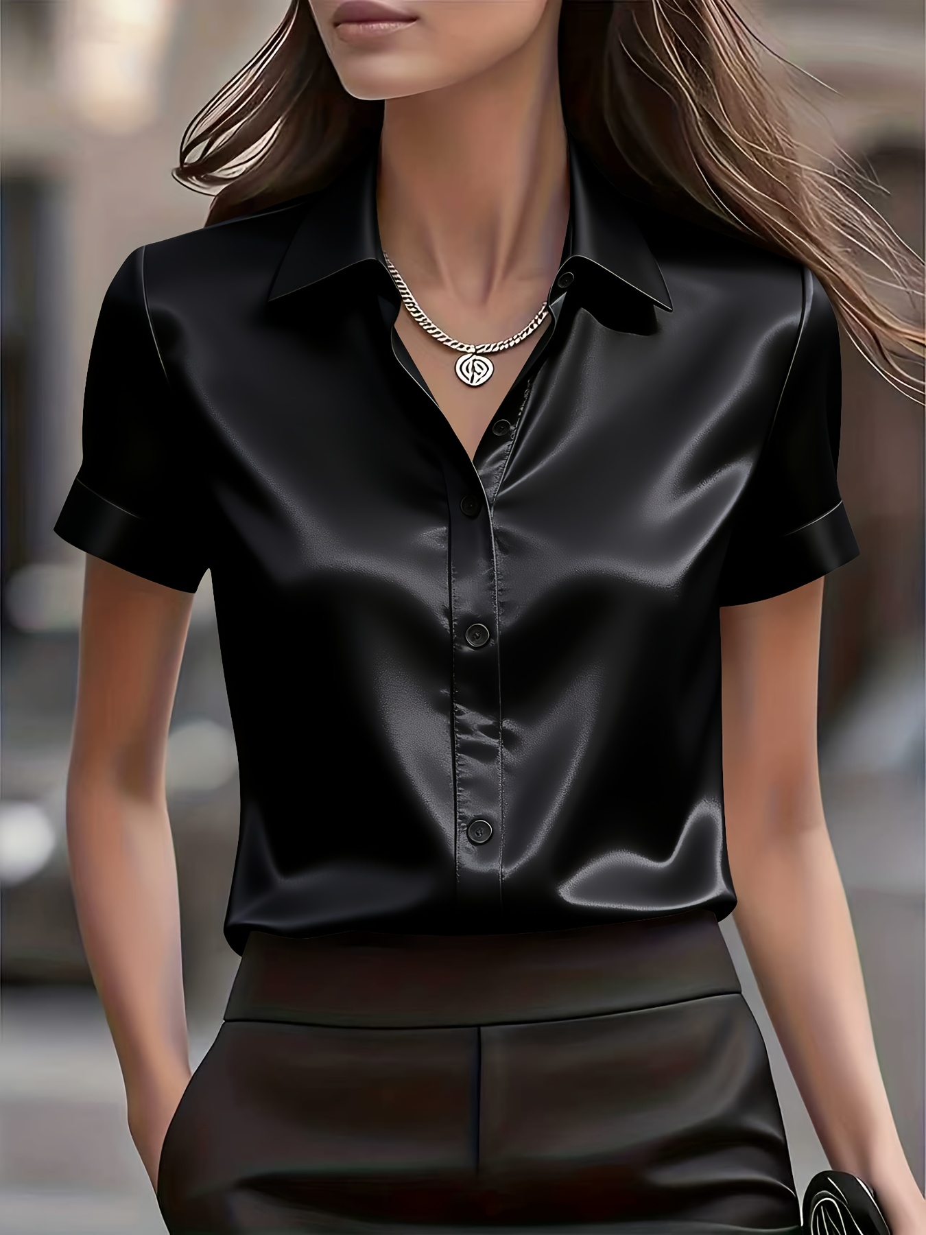 우아한 슬림핏 실크 혼방 통근 셔츠, 스타일리시한 여성 - Silk Blouse Button 리뷰 및 가격