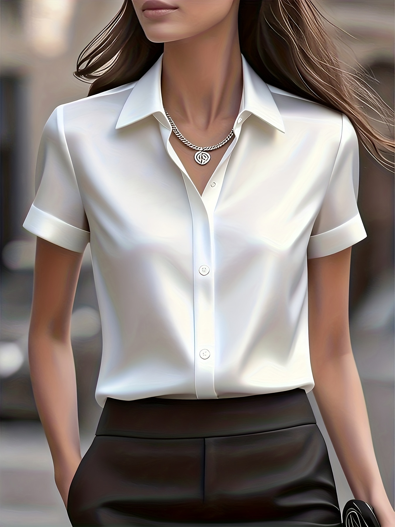 우아한 슬림핏 실크 혼방 통근 셔츠, 스타일리시한 여성 - Silk Blouse Button 리뷰 및 가격