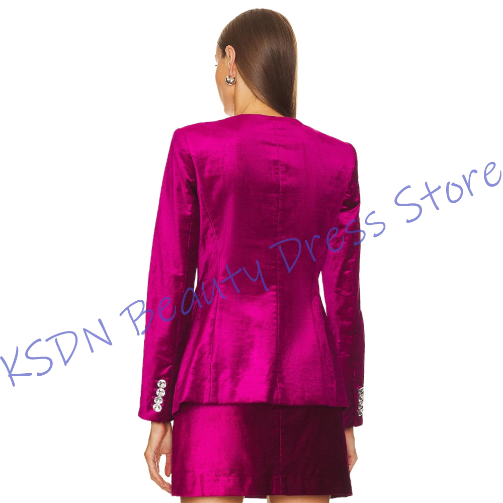 시크한 여성용 싱글 브레스티드 수트 핫핑크 새틴 투피스 - Women Formal Wear Office 리뷰 및 가격