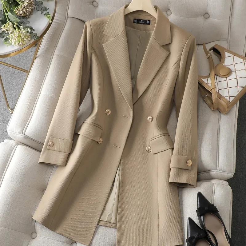 여성용 롱 블레이저 카키, 커피 블랙, 오피스 레이디  - Women Formal Wear Office 리뷰 및 가격