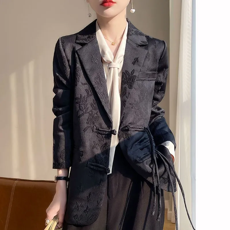 여성용 흰색 텍스처드 블레이저 재킷 노치드 라펠 싱글  - Women Formal Wear Office 리뷰 및 가격