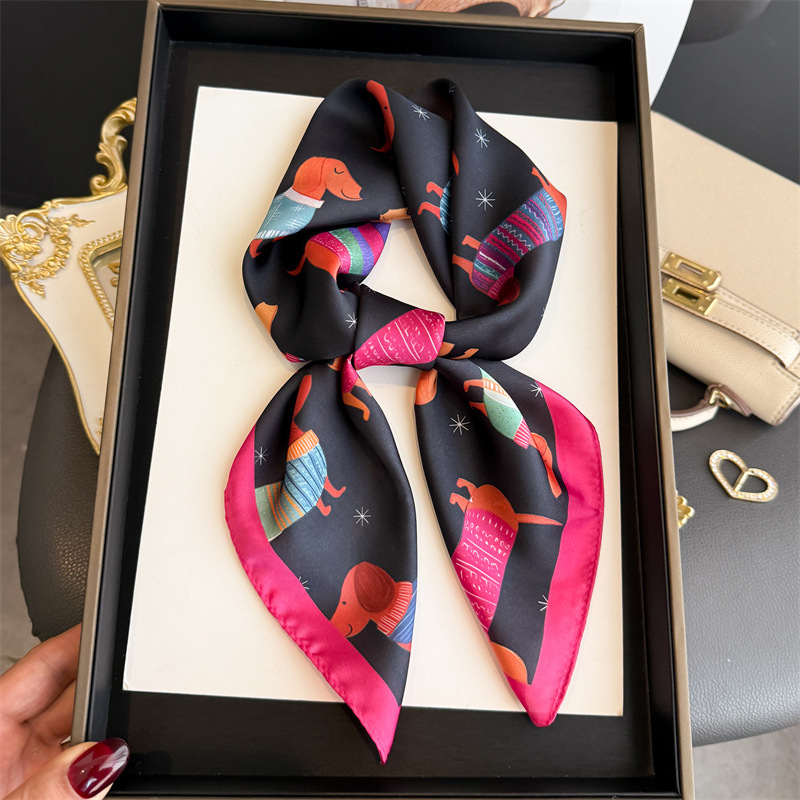 패션 위너 도그 프린트 반다나 스카프 여성 우아한 실크 - Scarf Silk Neck 리뷰 및 가격