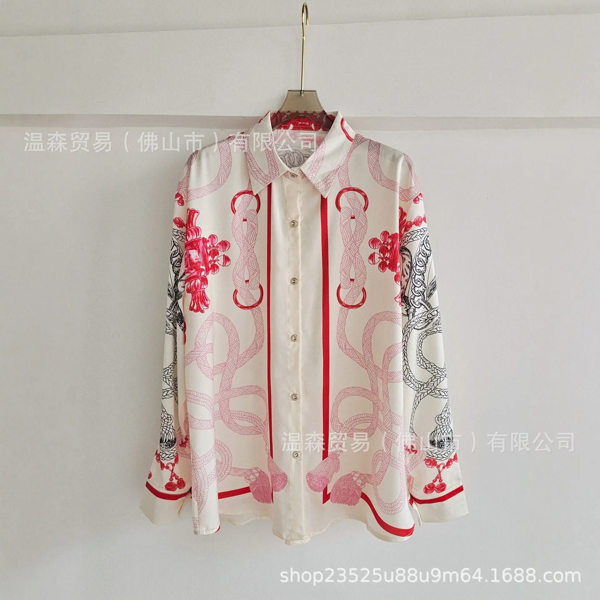 바로크 프랑스 디자이너 프린트 투피스 세트 여성 실크  - Silk Blouse Button 리뷰 및 가격
