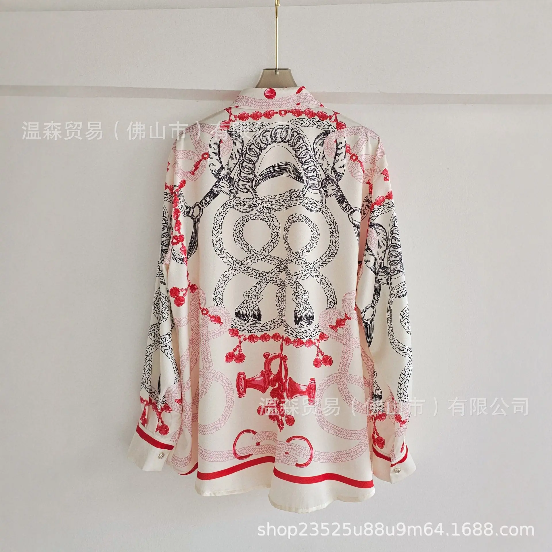 바로크 프랑스 디자이너 프린트 투피스 세트 여성 실크  - Silk Blouse Button 리뷰 및 가격