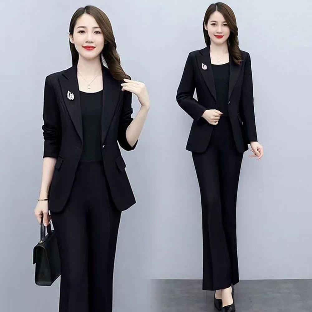 2피스/세트 여성 정장 코트 팬츠 세트 턴다운 칼라 긴 - Women Formal Wear Office 리뷰 및 가격